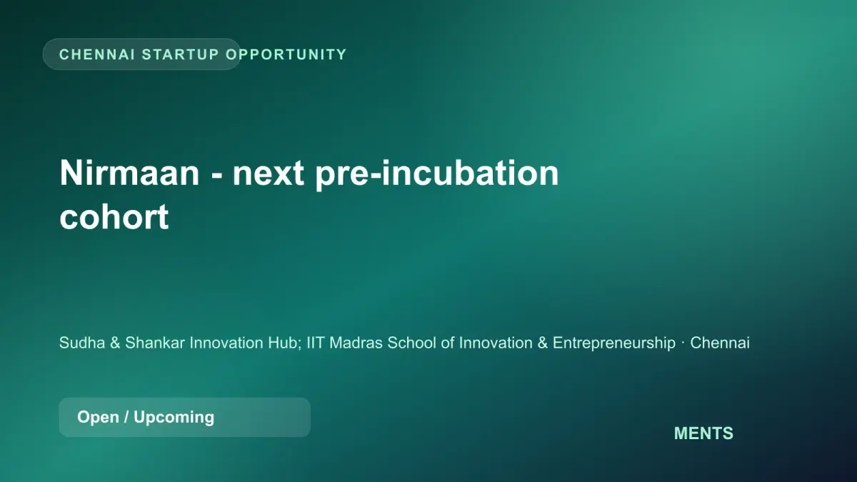 Nirmaan - next pre-incubation cohort event banner