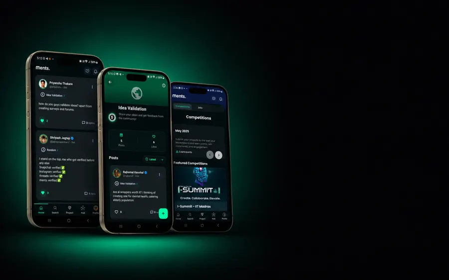 Ments platform mobile interfaces